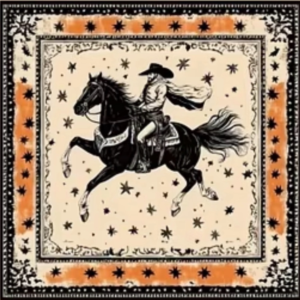 Rodeo Ranch Style Cowboy and Horse Design | Black Cream Rust |